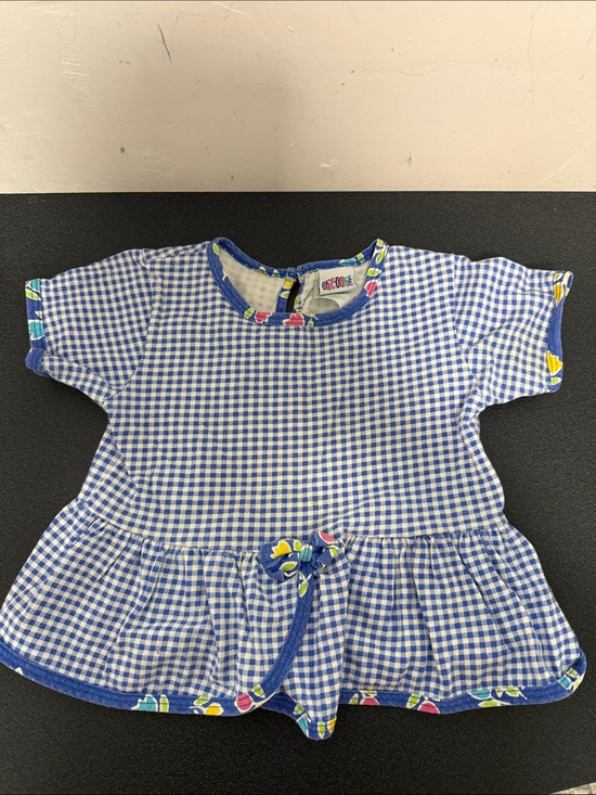 okie dokie Other - okie dokie Blue Gingham Short Sleeve Peplum Tee